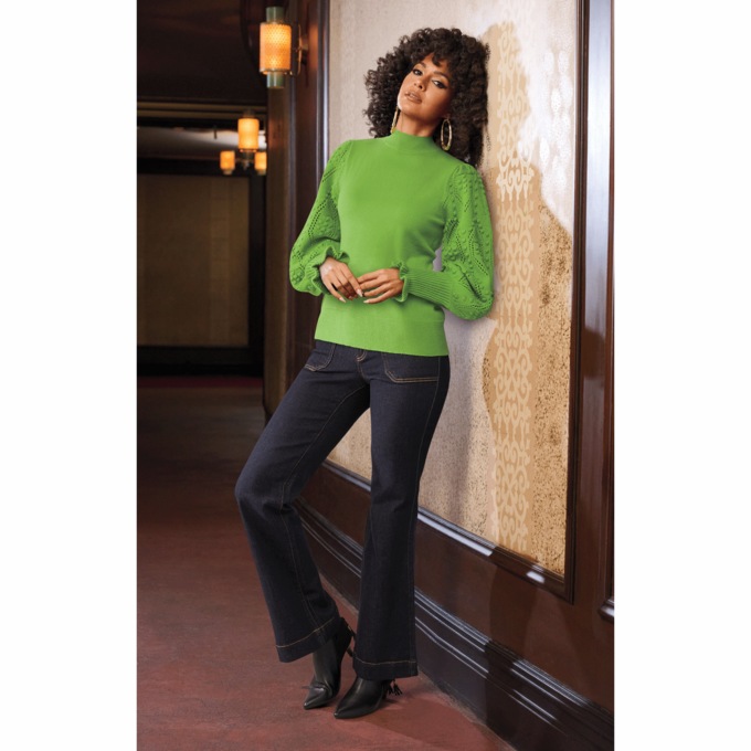 Nora Textured Sleeve Sweater, , large
