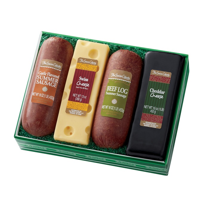 Jumbo Summer Sausage & Wisconsin Cheese Gift Box - Delivery Incuded, , large