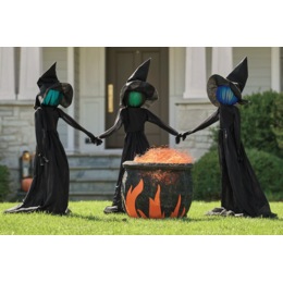 Set of 3 Witch Stakes with Lights, , large