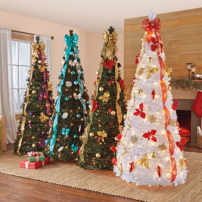 Poinsettia 6 Foot Pre Lit Pop Up Christmas Tree Swiss Colony