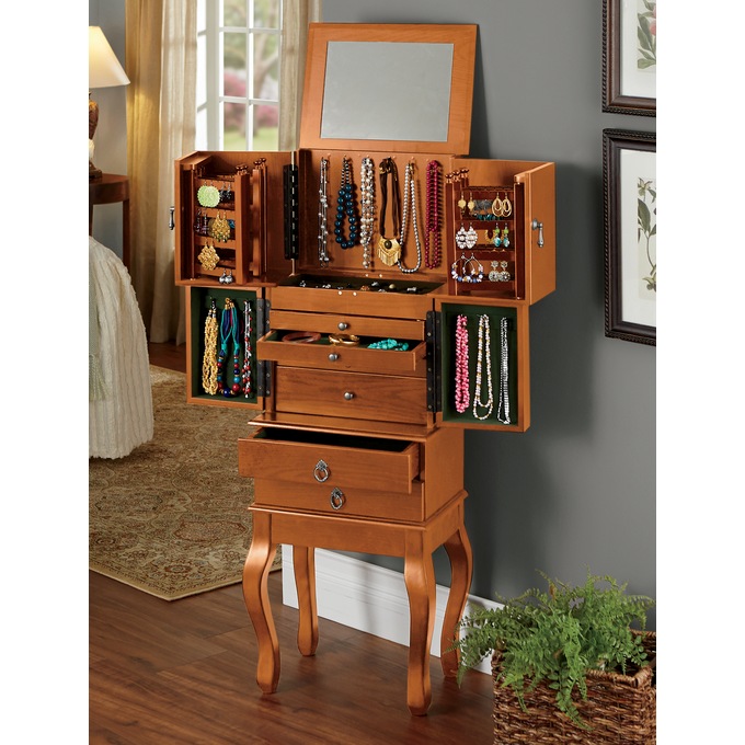 Camille Jewelry Armoire, Oak, large