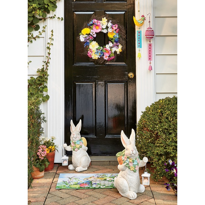 LED Daisy & Butterfly Wreath, , large
