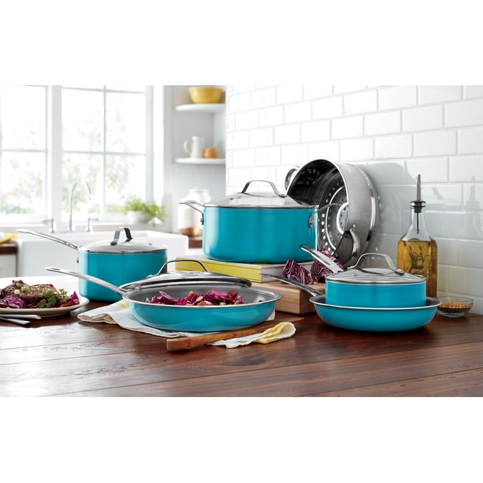 Gotham Steel Ocean Blue 10-Piece Aluminum Cookware Set