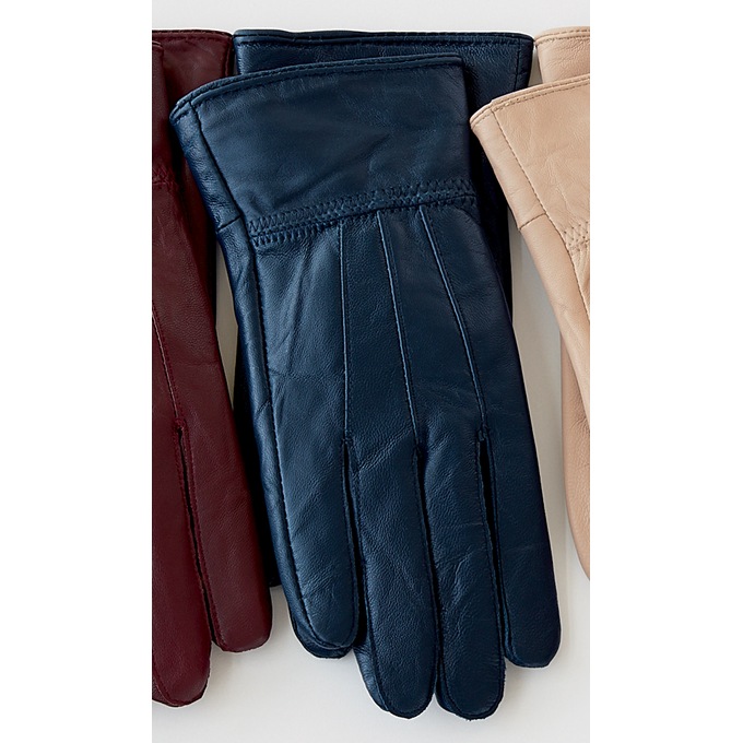 Classic Cinched Leather Gloves, , large