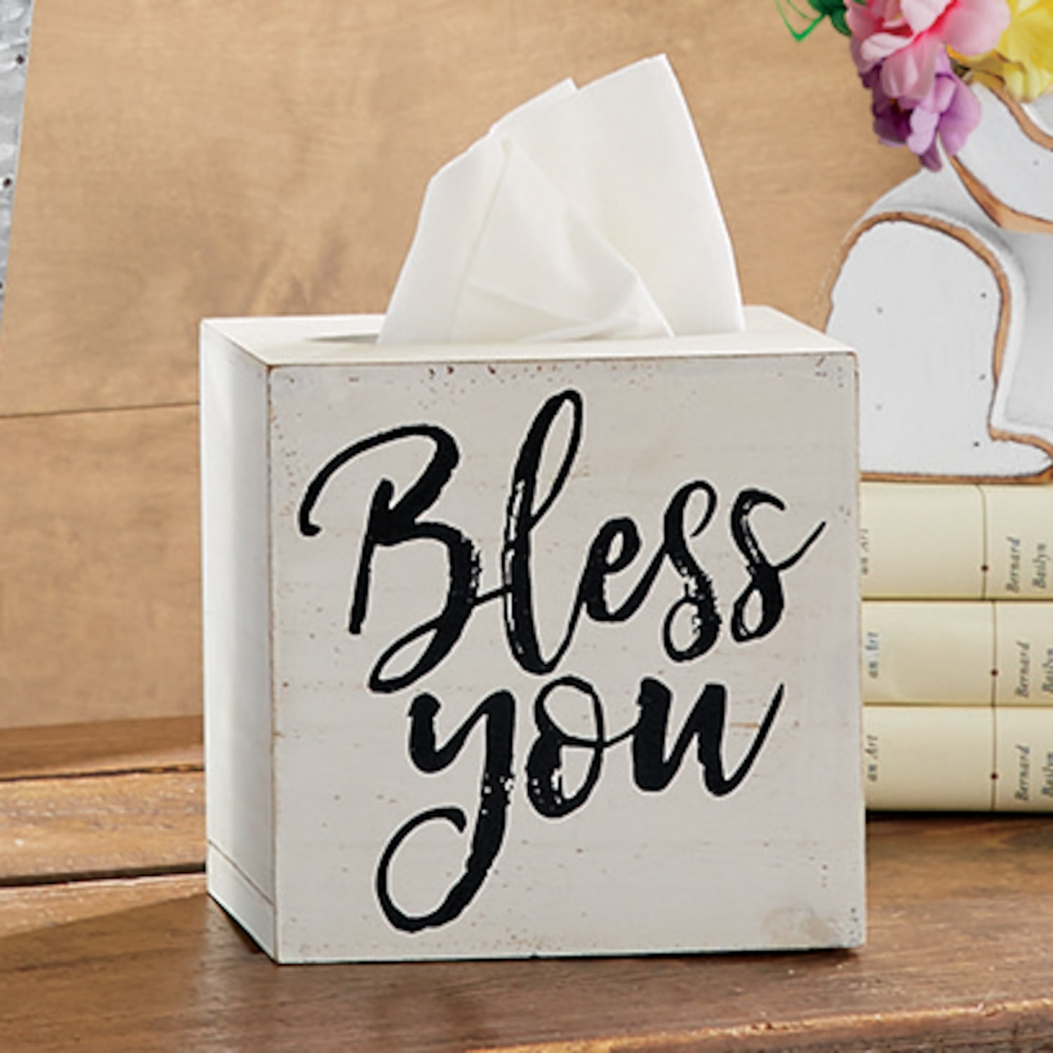 Bless You Wooden Tissue Box | Swiss Colony