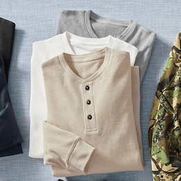 Men's 3-Pack Cotton-Blend Thermal Henleys, , large