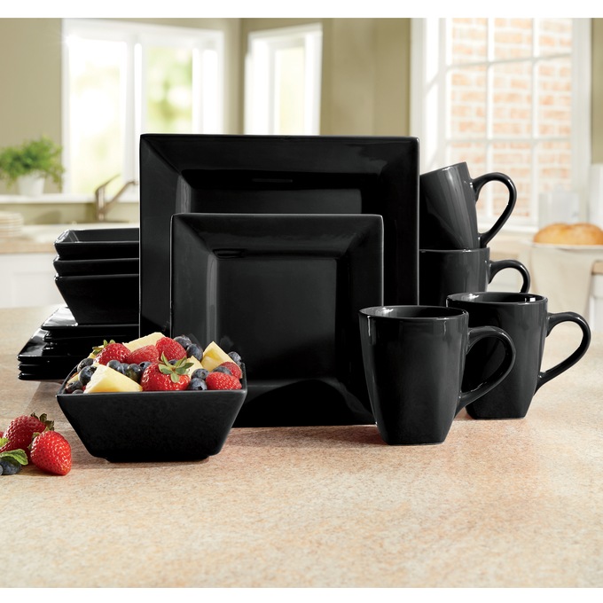 16-Piece Solid Square Dinnerware Set, , large
