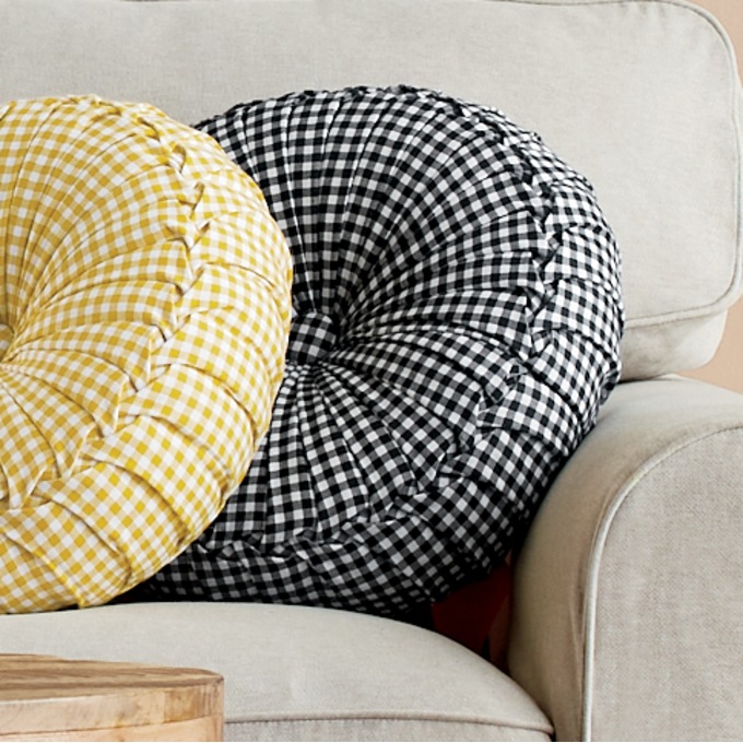 Round Gingham Pillow, , large