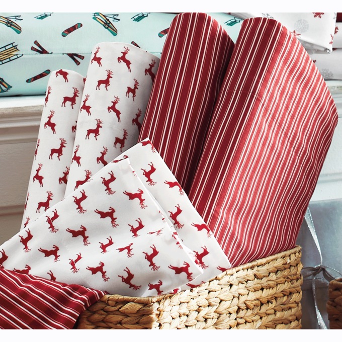 Holiday Print 2-Pack Flannel Sheet Set, , large