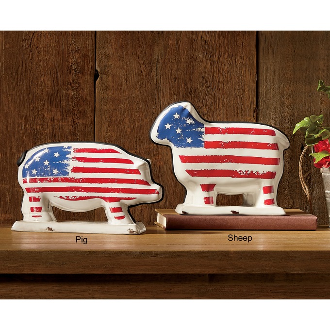 Patriotic Ceramic Farm Animal Statue, , large
