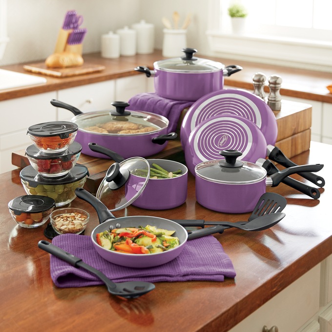 Tramontina Ceramic 14-Pc. Cookware Set, Purple