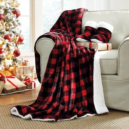 Buffalo Plaid Throw and Bootie Set, , large