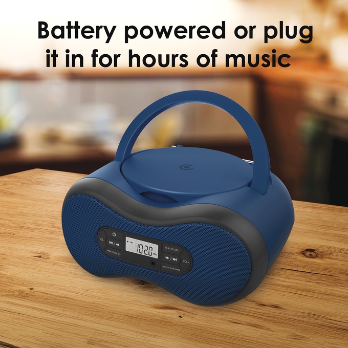 Core Innovations Portable CD Boom Box with Bluetooth, Navy, large