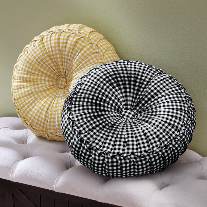 Round Gingham Pillow, , large