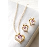 Gemstone Heart Pendant & Earring Set, , large