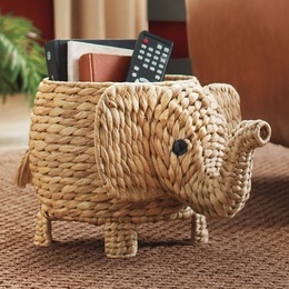 Elephant Figural Basket, , large