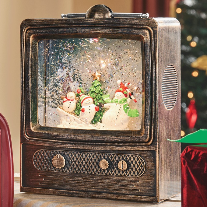 Retro TV Lit Musical Waterglobe, , large