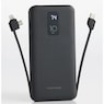 10,000mAh Portable Power Bank with Built-In USB-C, Micro USB and Lightning Cables, Black, large