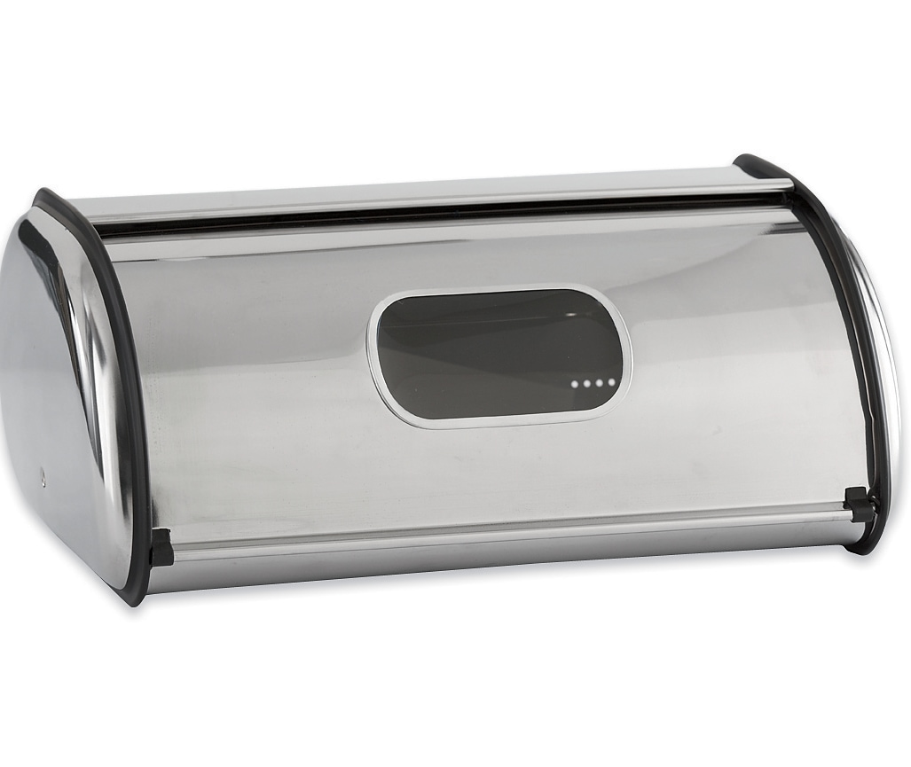 Ventilated Countertop Metal Breadbox with Window, Stainless Steel, large