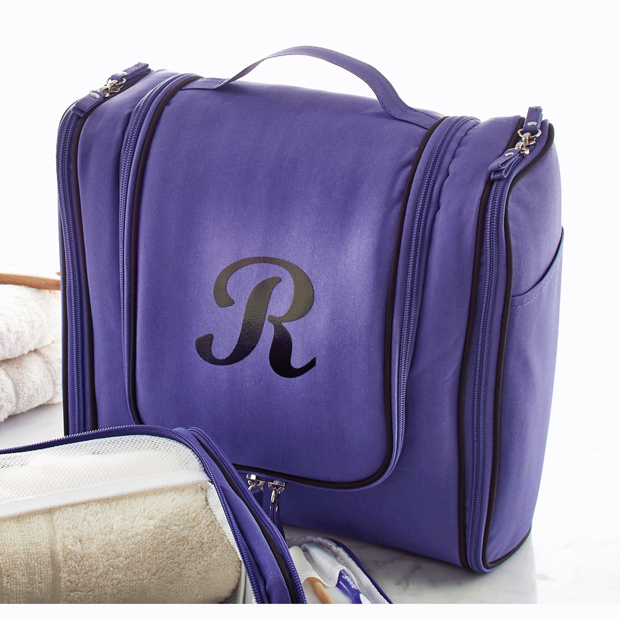 XL Personalized Toiletry Bag, Purple, large