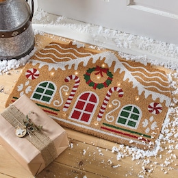 LED Gingerbread House Coir Mat, , large