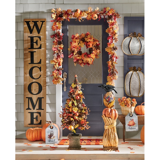 Lit Fall Wreath, , large