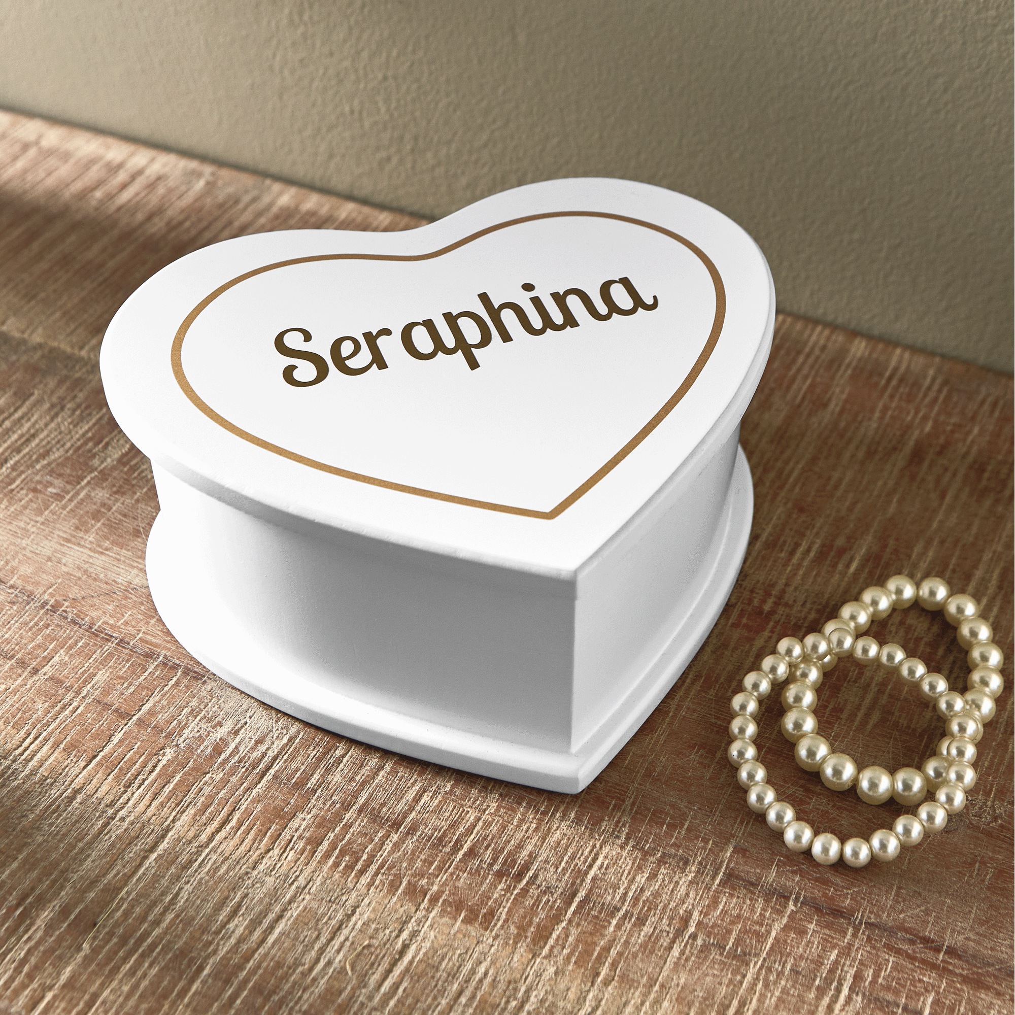 Musical Heart Jewelry Box, White, large