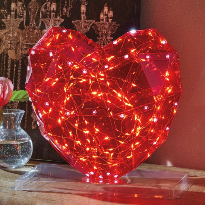 Lit Prism Heart D&eacute;cor, , large