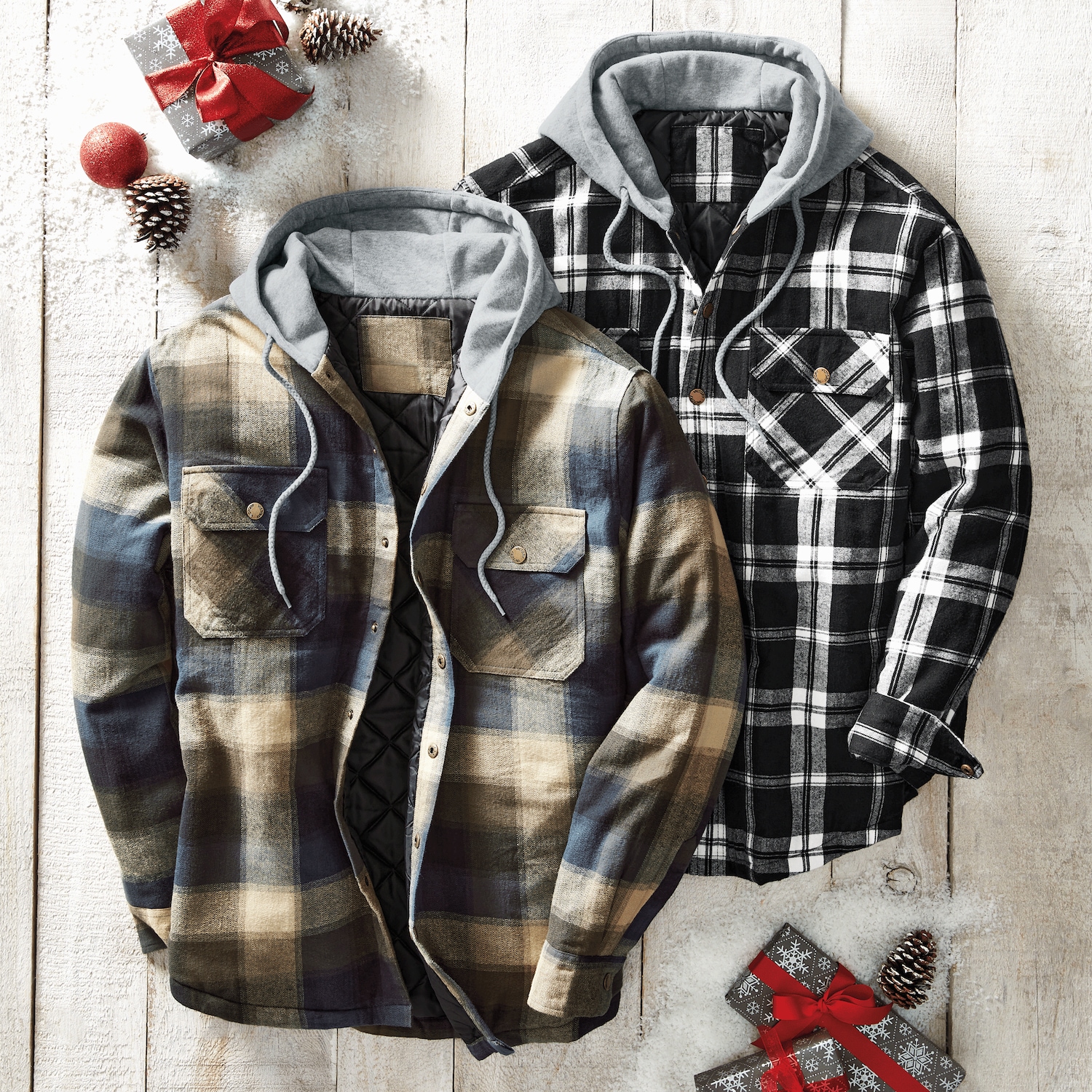 Quilt-Lined Flannel Hoodie | Swiss Colony