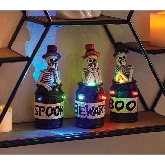 Set Of 3 Lit Skeletons, , large