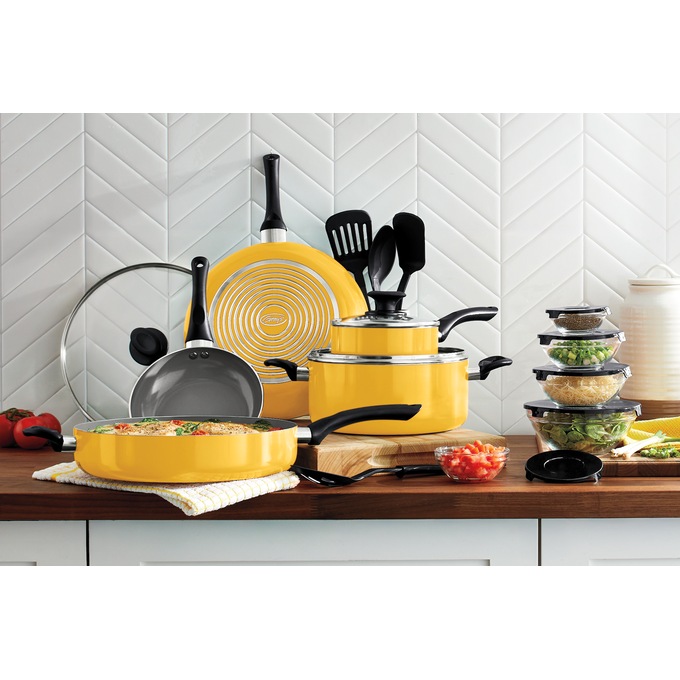 Ginny's 22-Piece Ceramic Cookware Set, Golden Honey, large