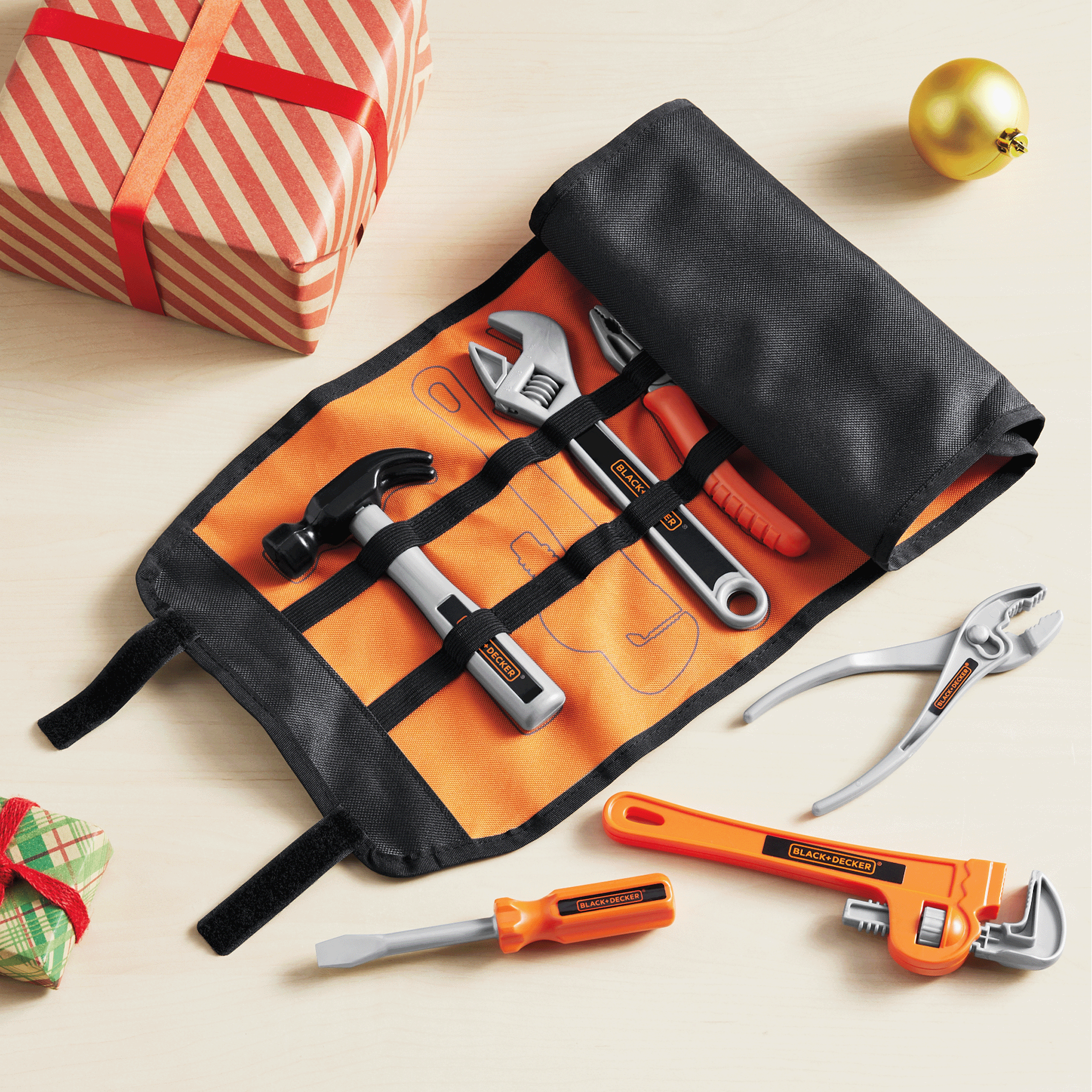 BLACK+DECKER Roll-Up Tool Bag with Toy Tools, , large