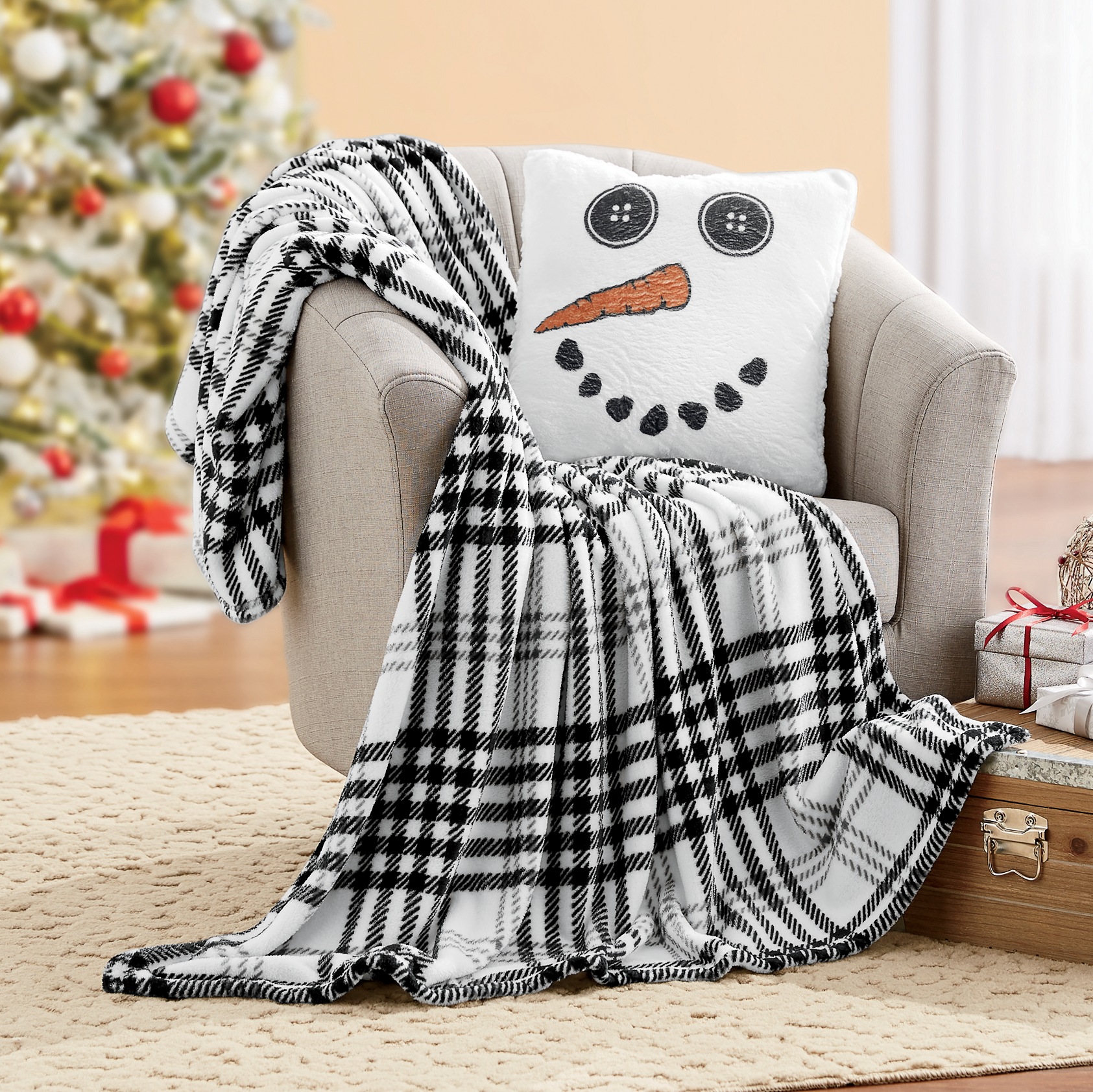 Novelty Plush Throw and Pillow Set, , large