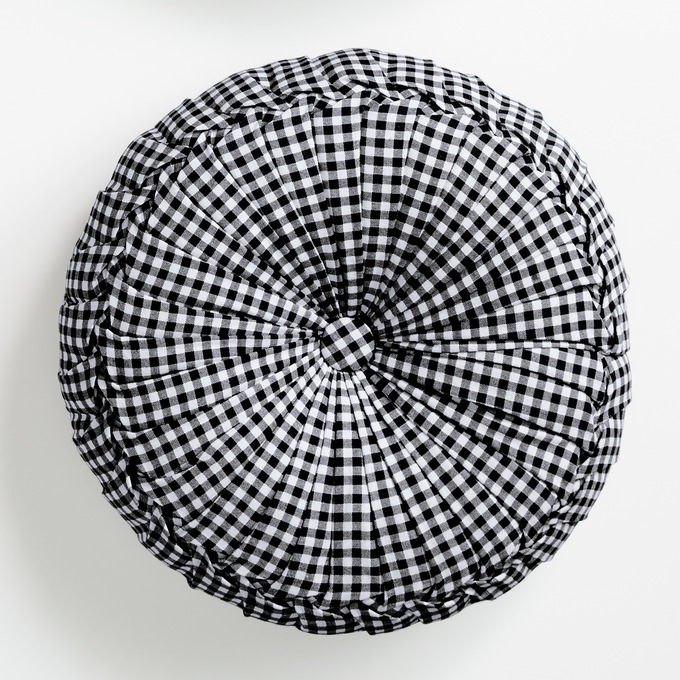 Round Gingham Pillow, , large