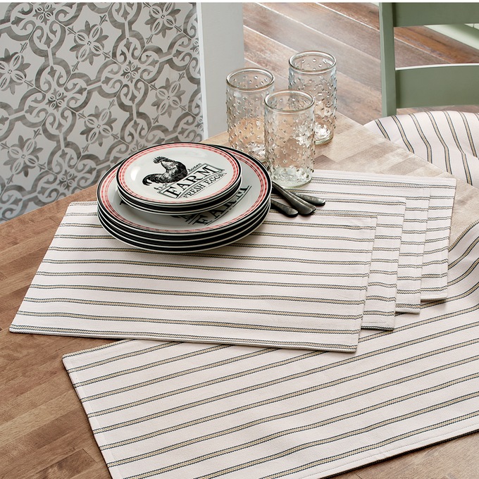 Farmhouse Stripe Place Mat Set, , large