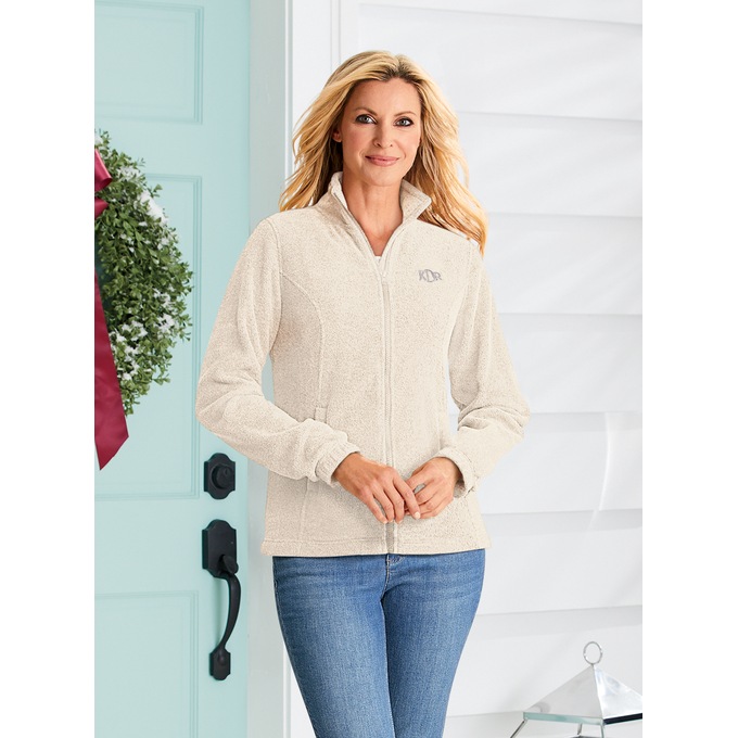 Women&#39;s Personalized Fleece Jacket, Vanilla, large