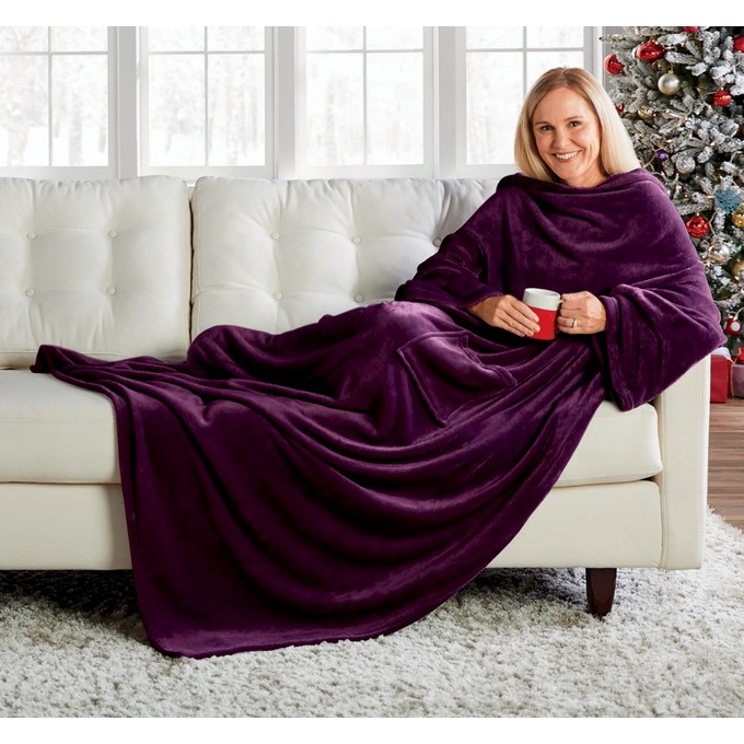 Plush Sleeved Throw, , large