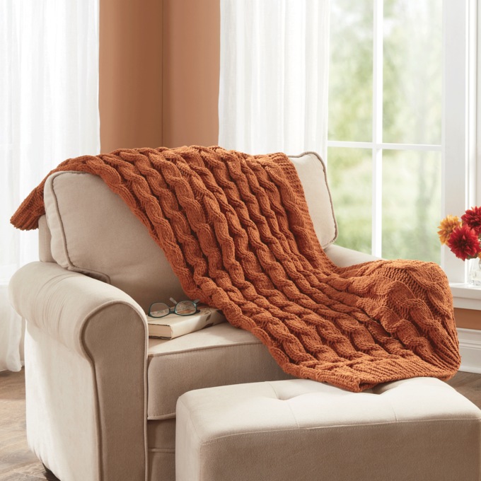 Beautyrest Giant Cable Knit Throw, , large