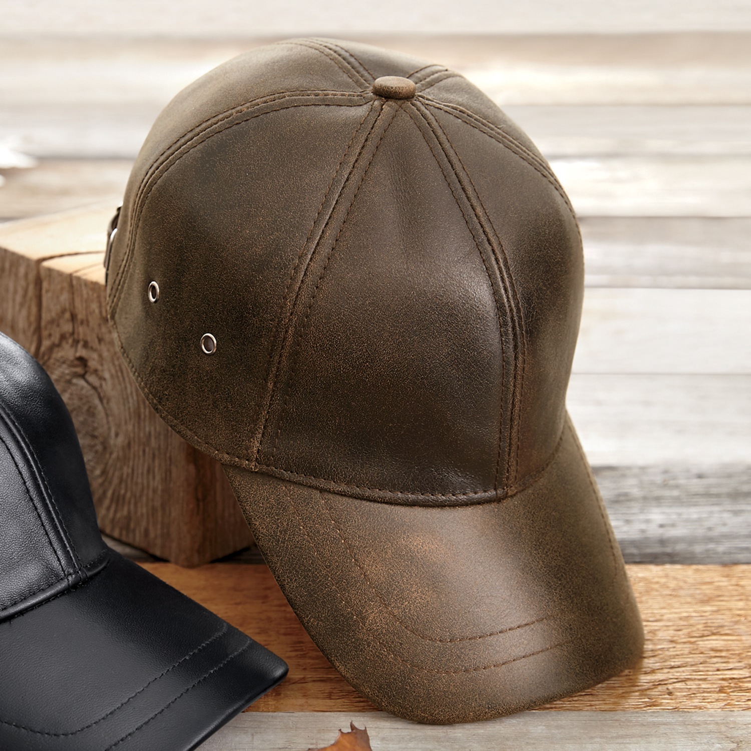 Tan leather new arrivals baseball hat