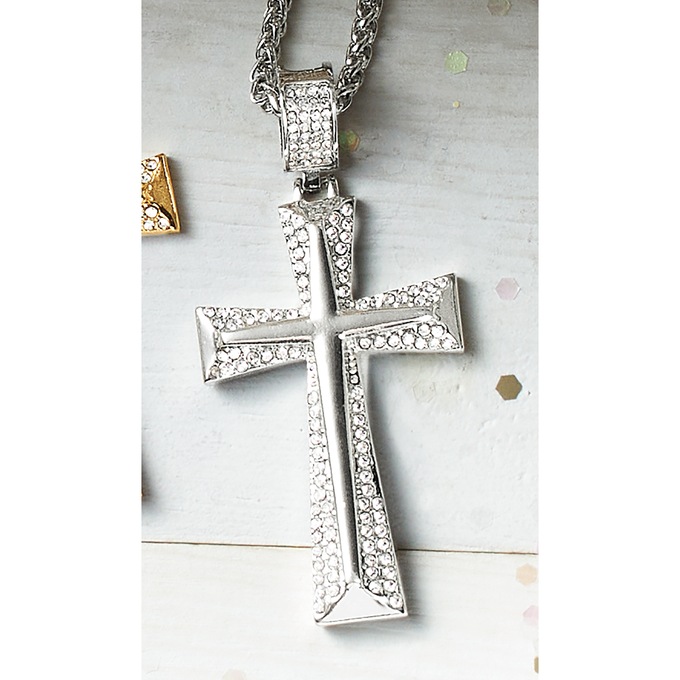 Men's Crystal Cross Pendant, , large
