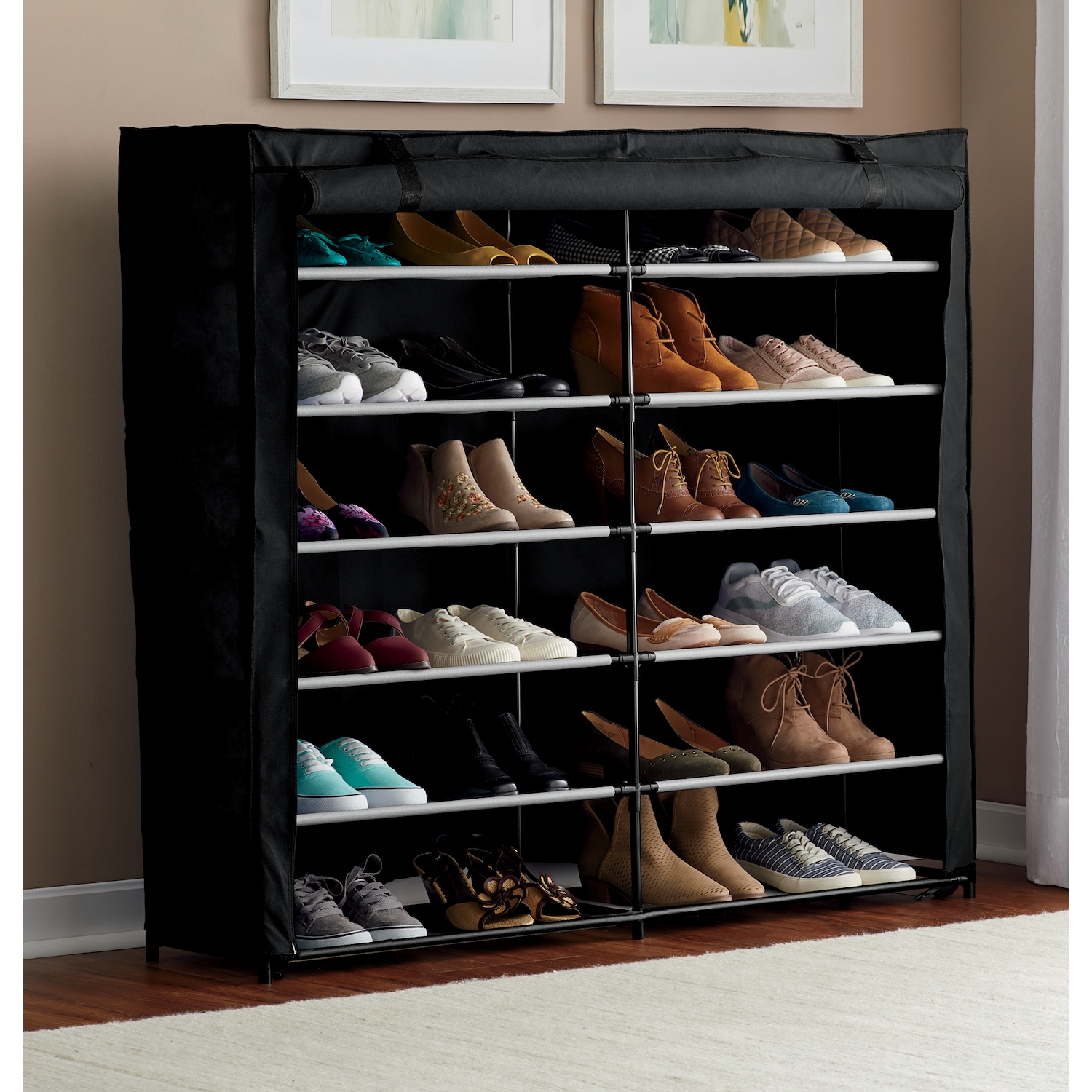 6-Layer Fabric Double Shoe Storage Organizer | Swiss Colony