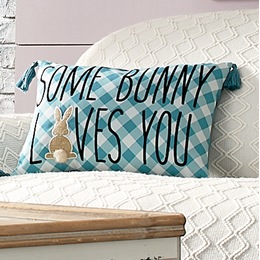 Gingham Bunny Pillow, , large