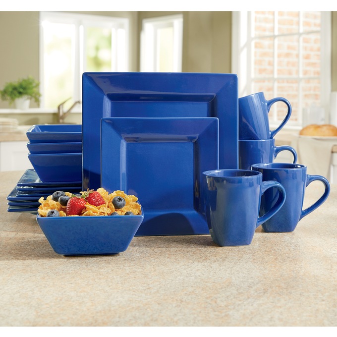 16-Piece Solid Square Dinnerware Set, , large