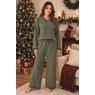 Cozy-Chic Lounge Set in Soft Brushed Knit with Crochet Trim, , large