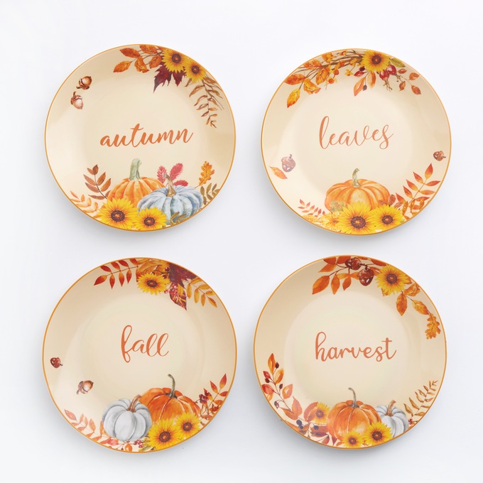Set Of 4 Assorted Harvest Plates, , large