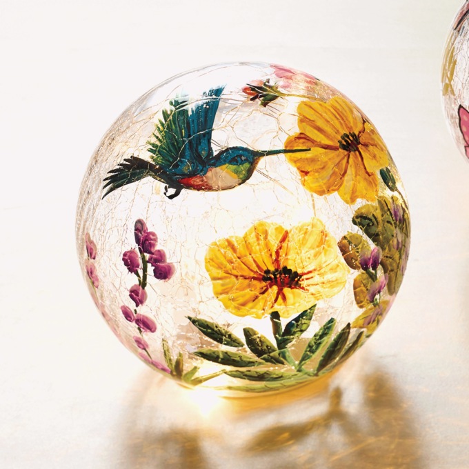 Choice of 3 Lit Glass Spring Orbs, , large