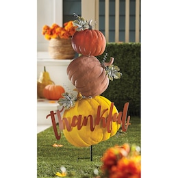 Thankful Pumpkin Stack Garden Stake, , large