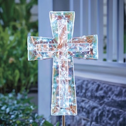 Prism Cross Lit Solar Stake, , large