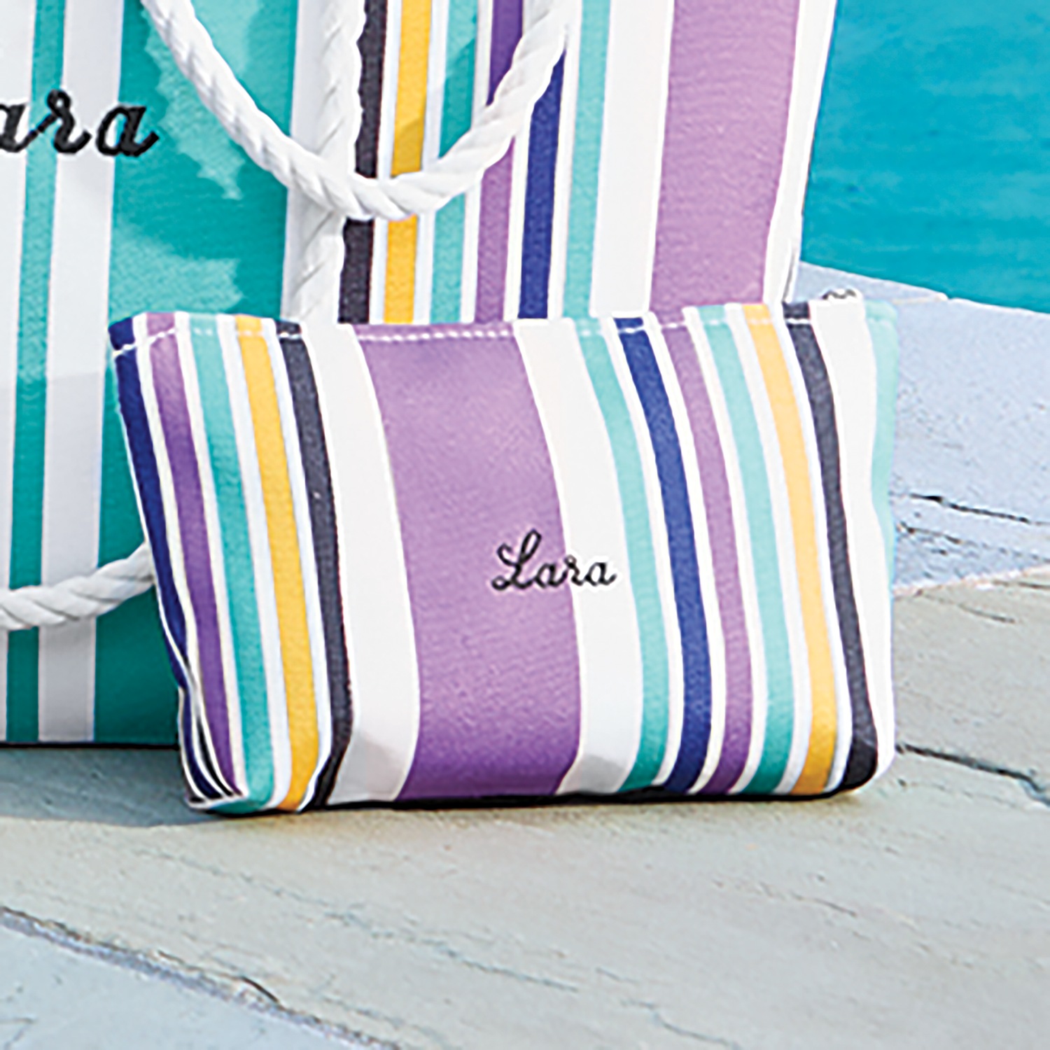 Personalized Striped Pouch | Swiss Colony
