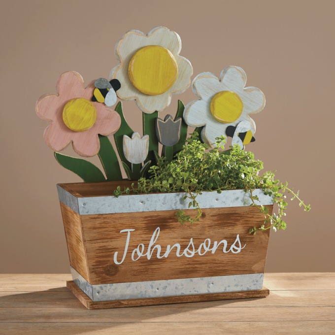 Chunky Wood Flower Pot, , large